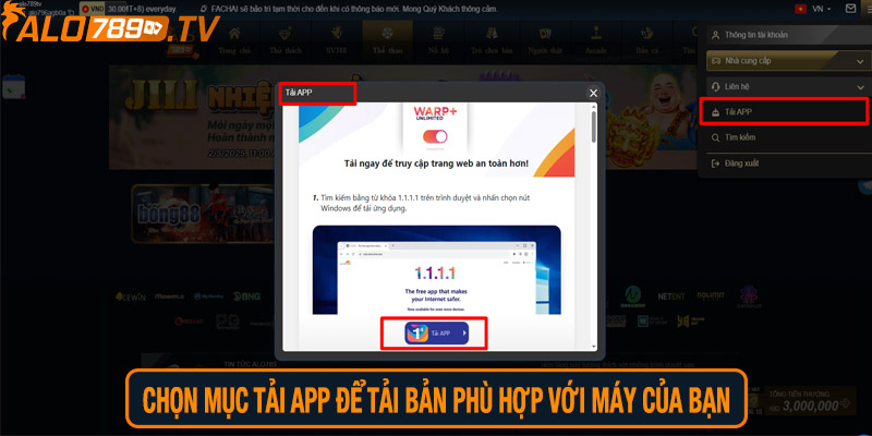 Chọn mục tải app để tải bản phù hợp với máy của bạn