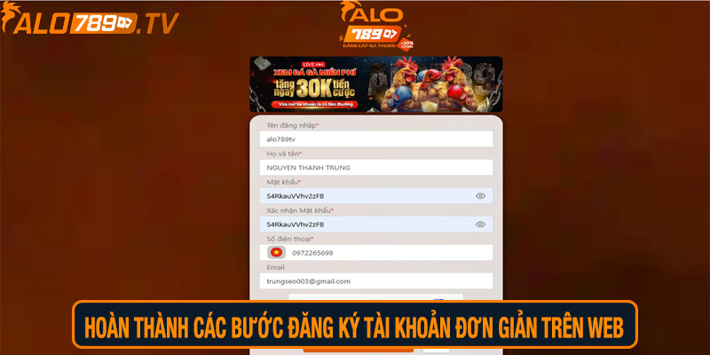 Hoàn thành các bước đăng ký tài khoản đơn giản trên web